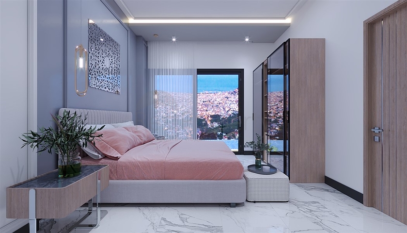 Das Projekt von Villen mit herrlichem Blick im Zentrum von Alanya