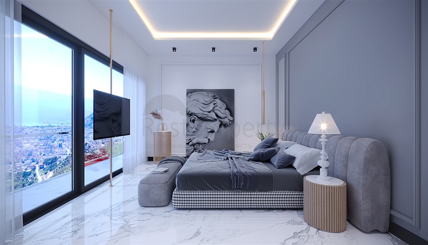 Das Projekt von Villen mit herrlichem Blick im Zentrum von Alanya