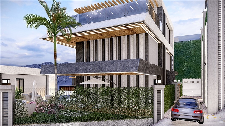 Das Projekt von Villen mit herrlichem Blick im Zentrum von Alanya