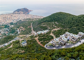 Das Projekt von Villen mit herrlichem Blick im Zentrum von Alanya