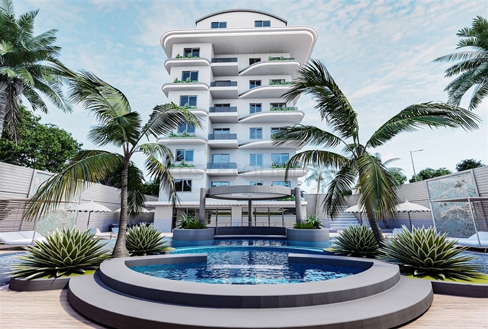 Wohnungen mit Geräten in einem neuen Projekt im Zentrum von Gazipasi