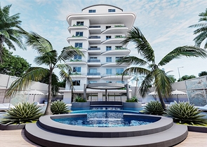 Wohnungen mit Geräten in einem neuen Projekt im Zentrum von Gazipasi