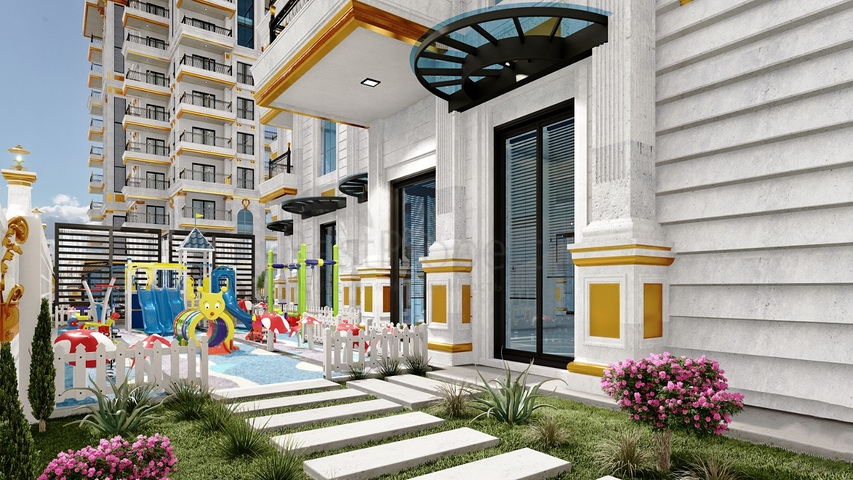 1+1 Wohnung in einer neuen Wohnanlage im Bezirk Mahmutlar