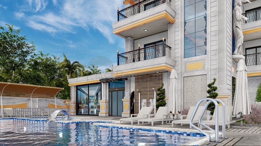 1+1 Wohnung in einer neuen Wohnanlage im Bezirk Mahmutlar