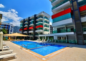 1+1 möblierte Wohnung mit Meerblick im Stadtteil Kestel