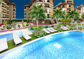 Wohnung mit 1+1 Grundriss im Bezirk Oba in einem Komplex mit Familienkonzept