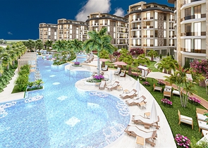 Wohnung mit 1+1 Grundriss im Bezirk Oba in einem Komplex mit Familienkonzept