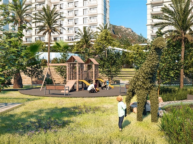 1+1 Wohnung in einem Hotelkonzeptkomplex im Stadtteil Mahmutlar