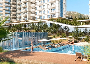 1+1 Wohnung in einem Hotelkonzeptkomplex im Stadtteil Mahmutlar