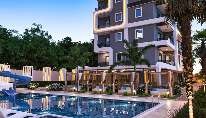 1+1 Wohnung in einem Komplex in einem Primiumkomplex der Klasse im Stadtteil Mahmutlar