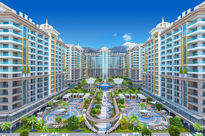 Grandiose Apartments mit Hotelinfrastruktur im Stadtteil Mahmutlar