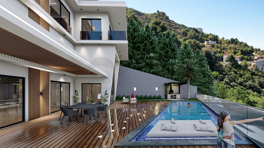 Villa mit 4+1 Grundriss unter Staatsbürgerschaft in der prestigeträchtigen Gegend von Alanya Tepe