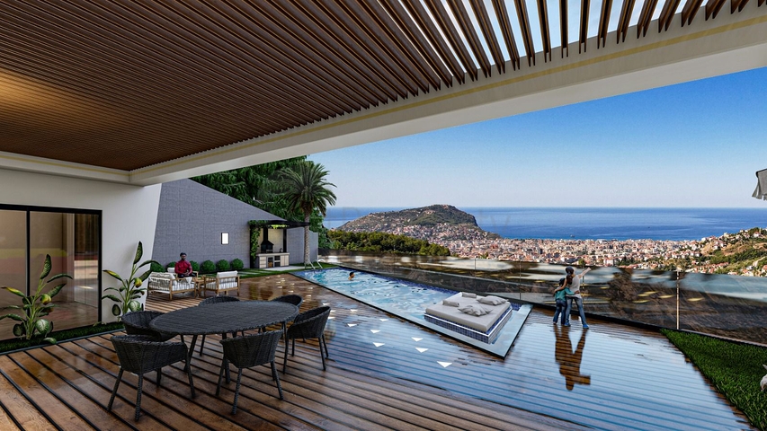 Villa mit 4+1 Grundriss unter Staatsbürgerschaft in der prestigeträchtigen Gegend von Alanya Tepe