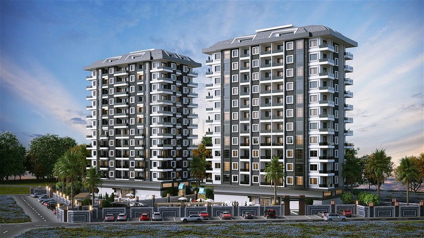 2+1 Apartment in einem neuen Komplex von einem bekannten Entwickler in Mahmutlar.