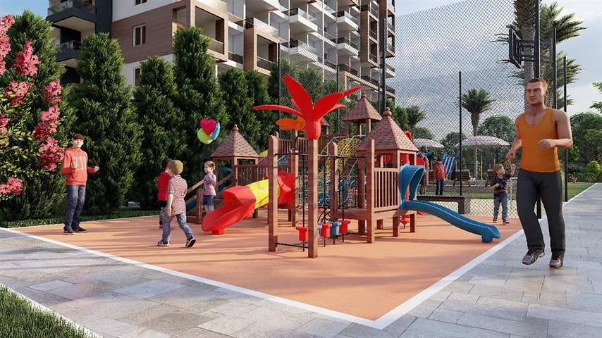 Der Komplex liegt nur 600 m vom Meer entfernt in Mersin