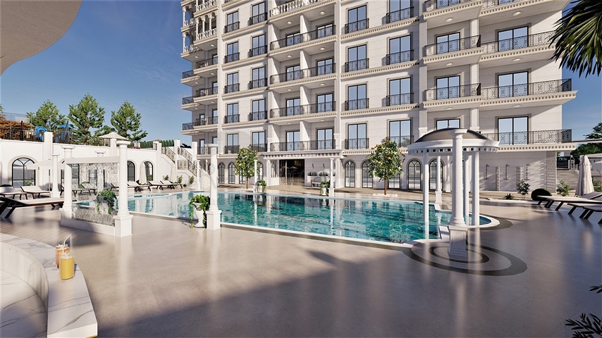 1+1 Apartment in einem Projekt in der Endphase des Baus im Stadtteil Avsallar