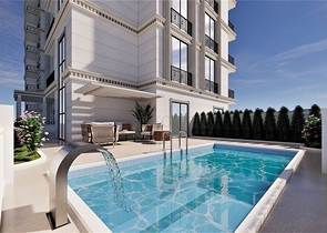 1+1 Apartment in einem Projekt in der Endphase des Baus im Stadtteil Avsallar