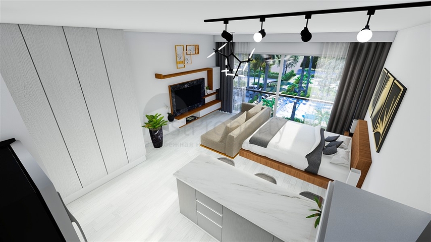 Ein Flachbaukomplex, 600 Meter vom Strand entfernt, im Stadtteil Iskele