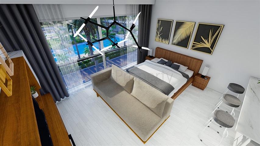 Ein Flachbaukomplex, 600 Meter vom Strand entfernt, im Stadtteil Iskele