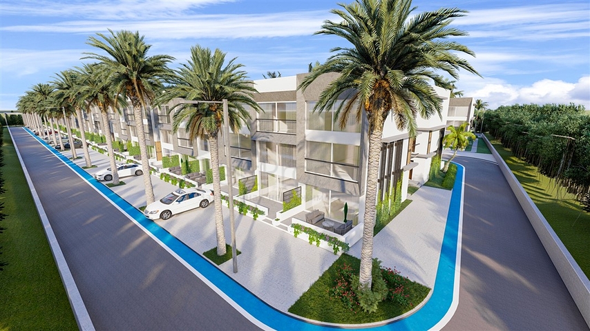 Ein Flachbaukomplex, 600 Meter vom Strand entfernt, im Stadtteil Iskele