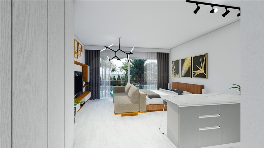 Ein Flachbaukomplex, 600 Meter vom Strand entfernt, im Stadtteil Iskele