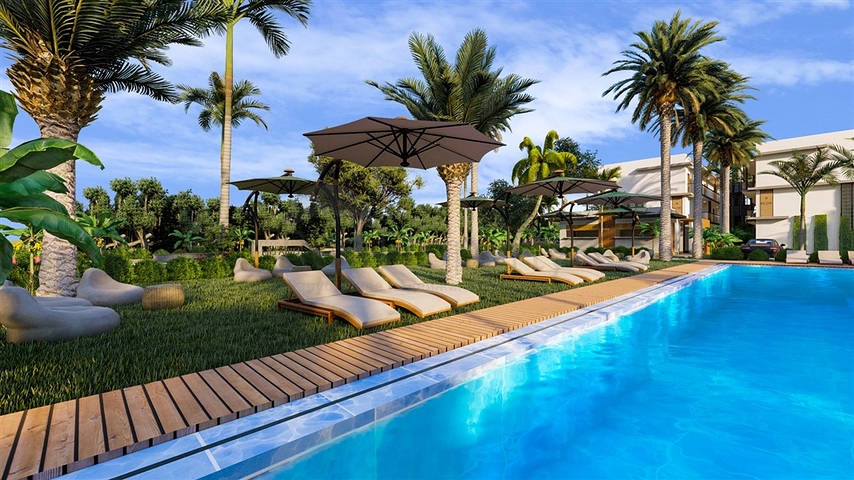 Ein Flachbaukomplex, 600 Meter vom Strand entfernt, im Stadtteil Iskele