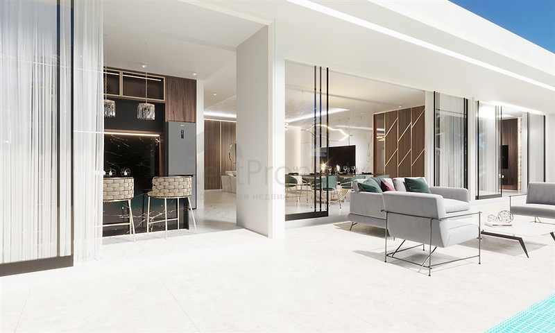 Das Projekt eines Komplexes von zweistöckigen Premium-Villen mit urheberrechtlich geschütztem Design