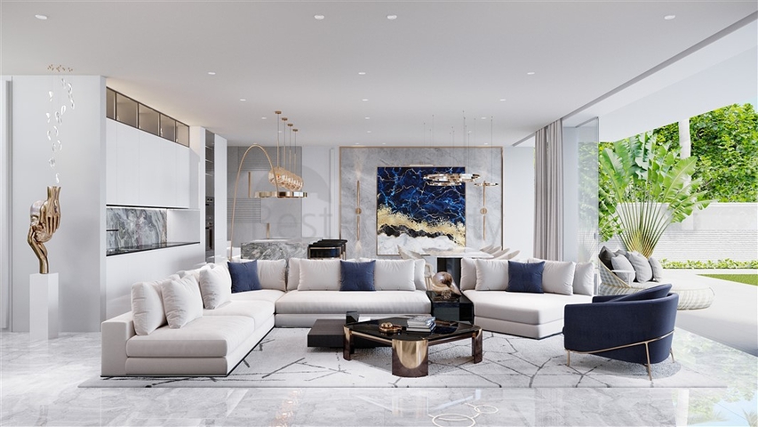 Das Projekt eines Komplexes von zweistöckigen Premium-Villen mit urheberrechtlich geschütztem Design