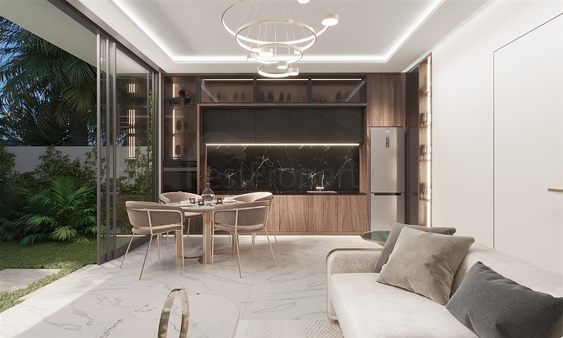 Das Projekt eines Komplexes von zweistöckigen Premium-Villen mit urheberrechtlich geschütztem Design