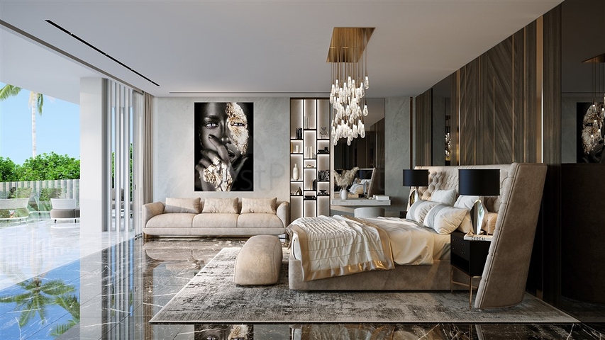 Das Projekt eines Komplexes von zweistöckigen Premium-Villen mit urheberrechtlich geschütztem Design