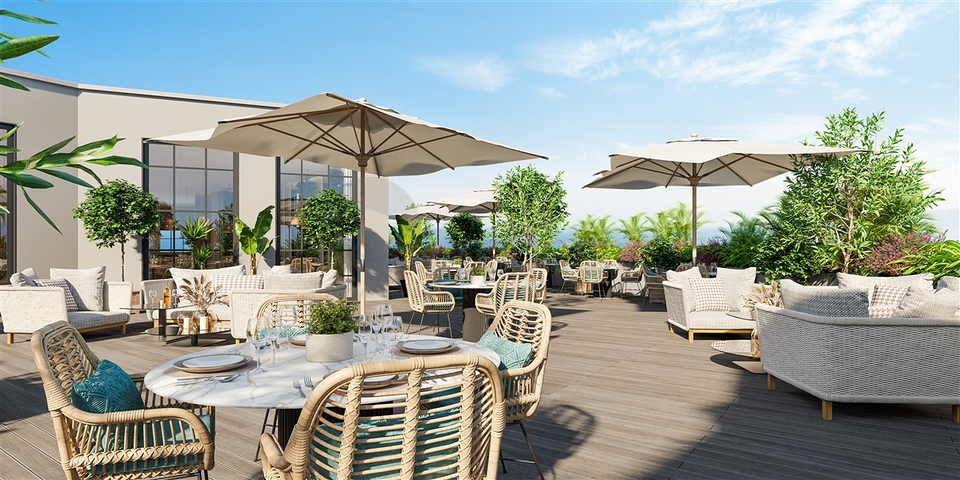 Der Komplex befindet sich in der Endphase des Baus, 150 Meter vom Meer entfernt