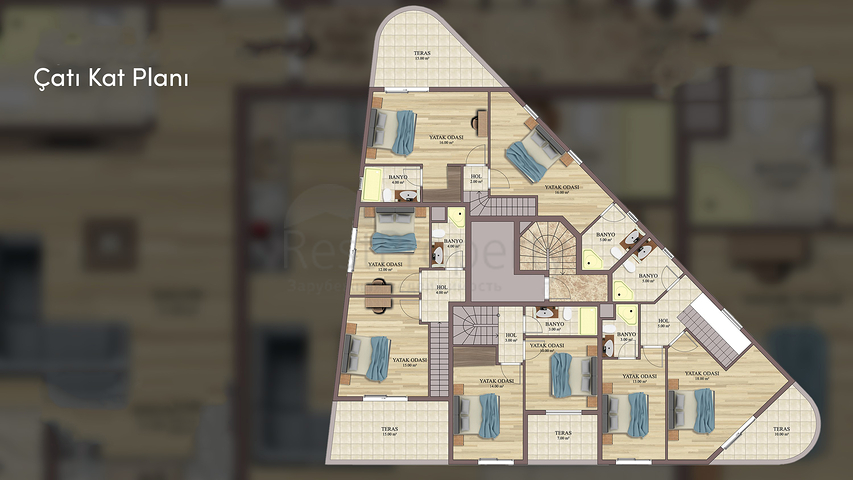 Apartments 2+1 Duplex in der Wohngegend von Persimmon - Antalya