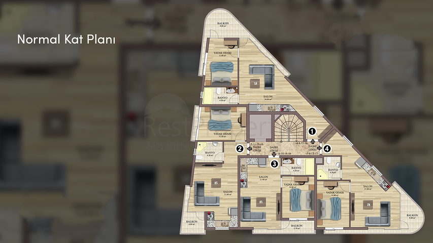 Apartments 2+1 Duplex in der Wohngegend von Persimmon - Antalya