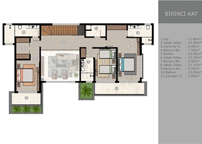 Villa mit 6+1 Grundriss in der Wohngegend Ermenek - Antalya