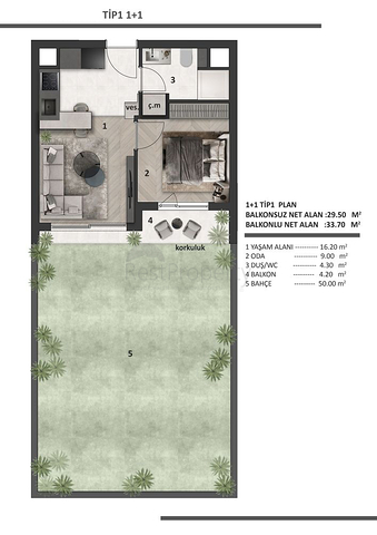 Apartments mit 1+1 Grundriss in Altyntas - Antalya 