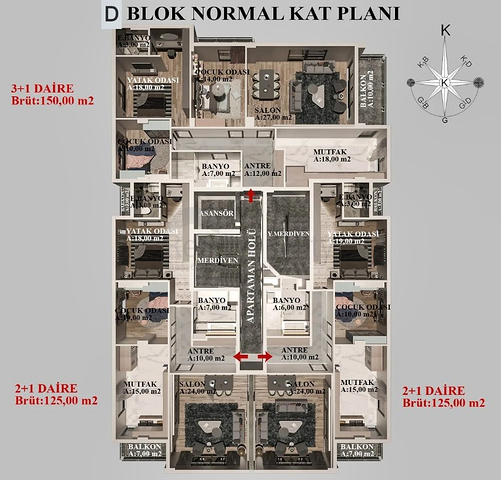 2+1 , 3+1 und 4+1 Wohnungen im Stadtteil Kepez - Antalya