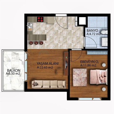 1+1 Wohnung in Altyntasch - Antalya 