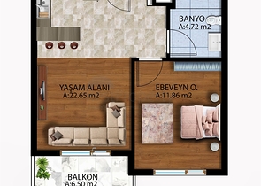 1+1 Wohnung in Altyntasch - Antalya 