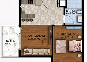 1+1 Wohnung in Altyntasch - Antalya 