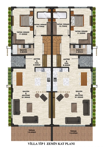4+1-Villa in der Region Doshemealty - Antalya 