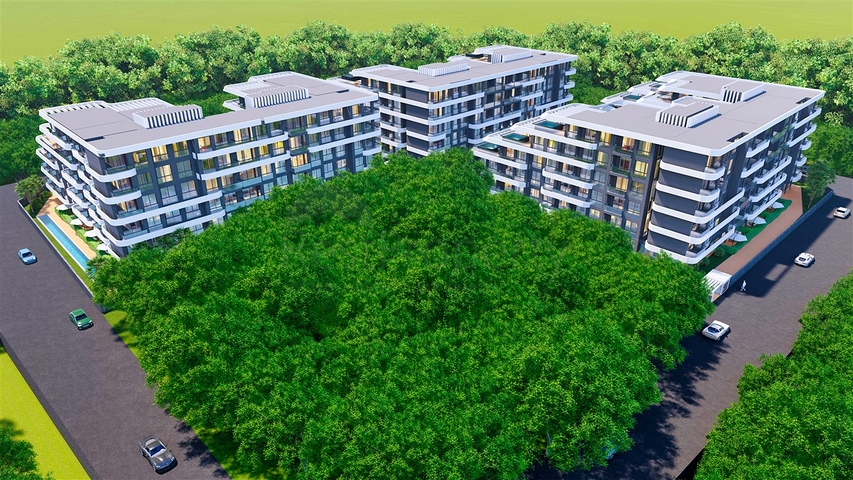 1+1 Wohnung im Wohnbezirk Altyntasch - Antalya 