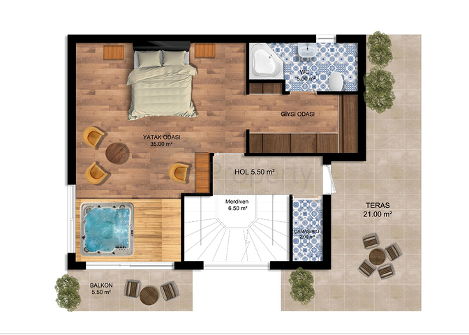 4+1-Villen im Stadtteil Side - Antalya 