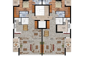 Wohnungen planen 2+1,3+1 und 4+1 Maisonette im Wohnbezirk Persimmon - Antalya 