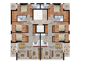 Wohnungen planen 2+1,3+1 und 4+1 Maisonette im Wohnbezirk Persimmon - Antalya 