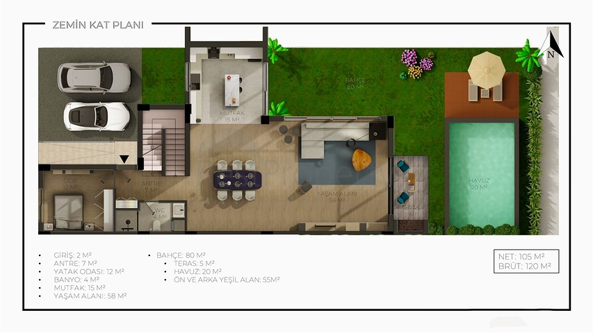 Villen in einem 4+1-Komplex in der Region Doshemealty - Antalya 