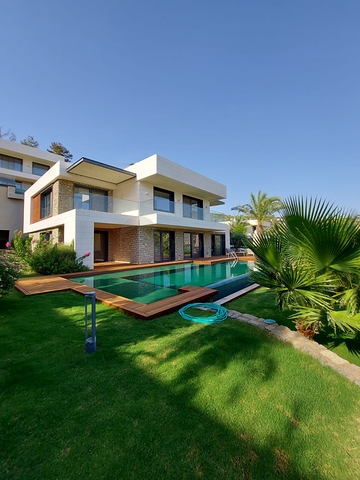 Das Projekt von Luxusvillen mit Blick auf die alte Festung und das Meer im Zentrum von Bodrum