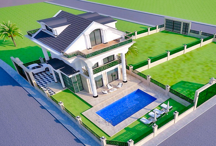 Investitionsprojekt der Villa 4+1 in Fethiye Chalezh