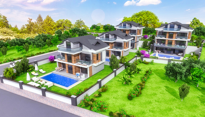 4+1 freistehende Villen in Göjek Fethiye
