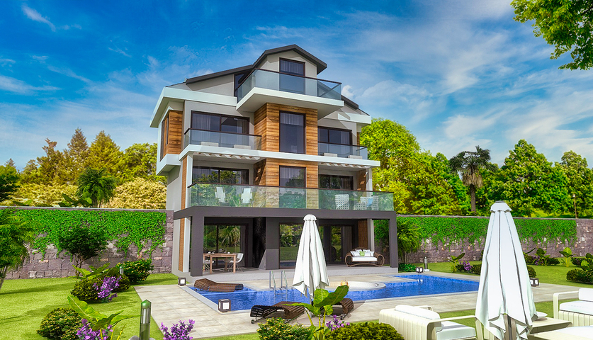 4+1 freistehende Villen in Göjek Fethiye