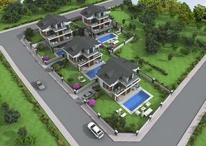 4+1 freistehende Villen in Göjek Fethiye